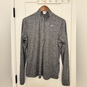 Nike Dri-Fit Heather Gray Long Sleeve Running Quarter Zip Top